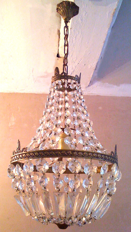 crystal and brass light